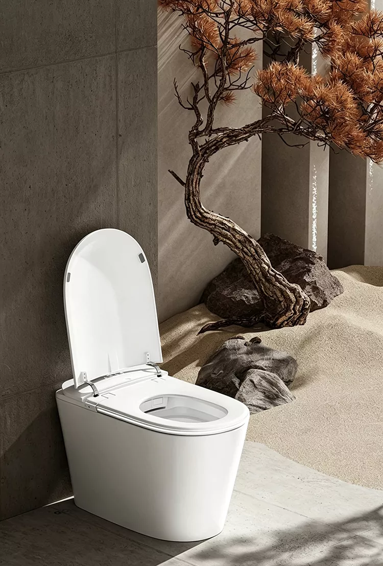Smart toilet with radar flip lid without water pressure limitation